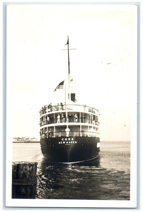 c1940's SS New Haven Cruise Ship Cuba Ship Boat View RPPC Photo Postcard