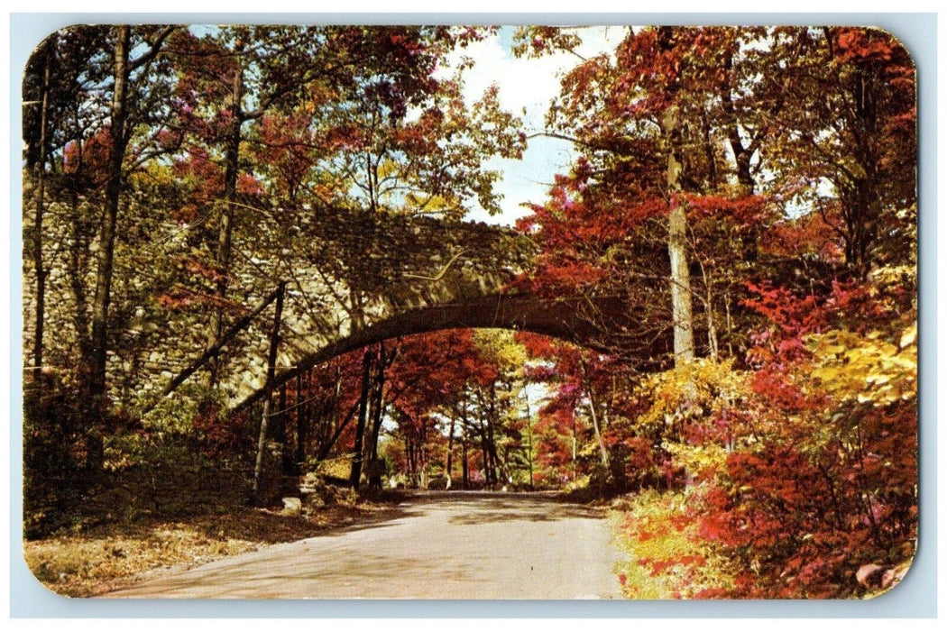 1960 Stone Bridge Pocono Mountains Buck Hill Falls Pennsylvania Vintage Postcard