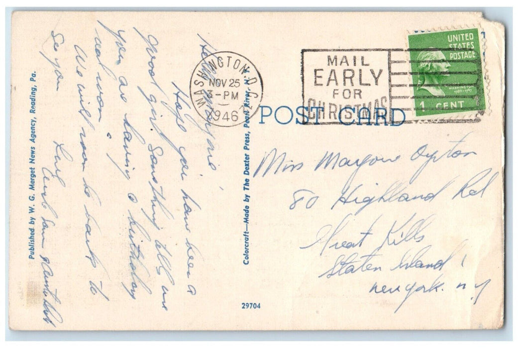 1946 Exterior View Fire Tower Sky-Line Drive Reading Pennsylvania PA Postcard