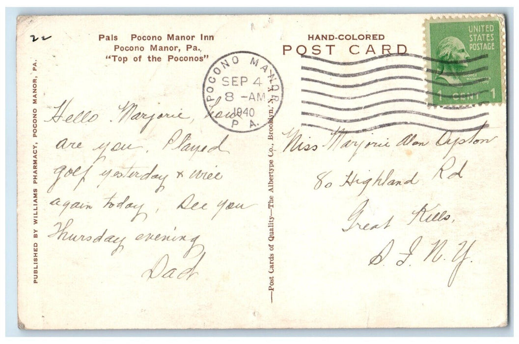 c1940 Top Pocono Kid Pals Pocono Manor Inn Pocono Manor Pennsylvania PA Postcard