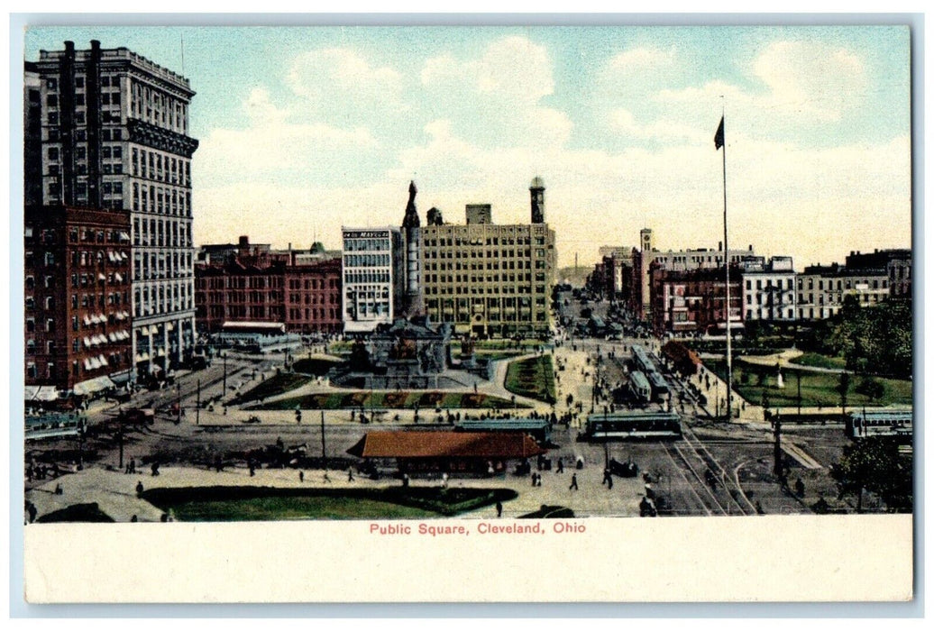c1910 Public Square Exterior Building Cleveland Ohio OH Vintage Antique Postcard