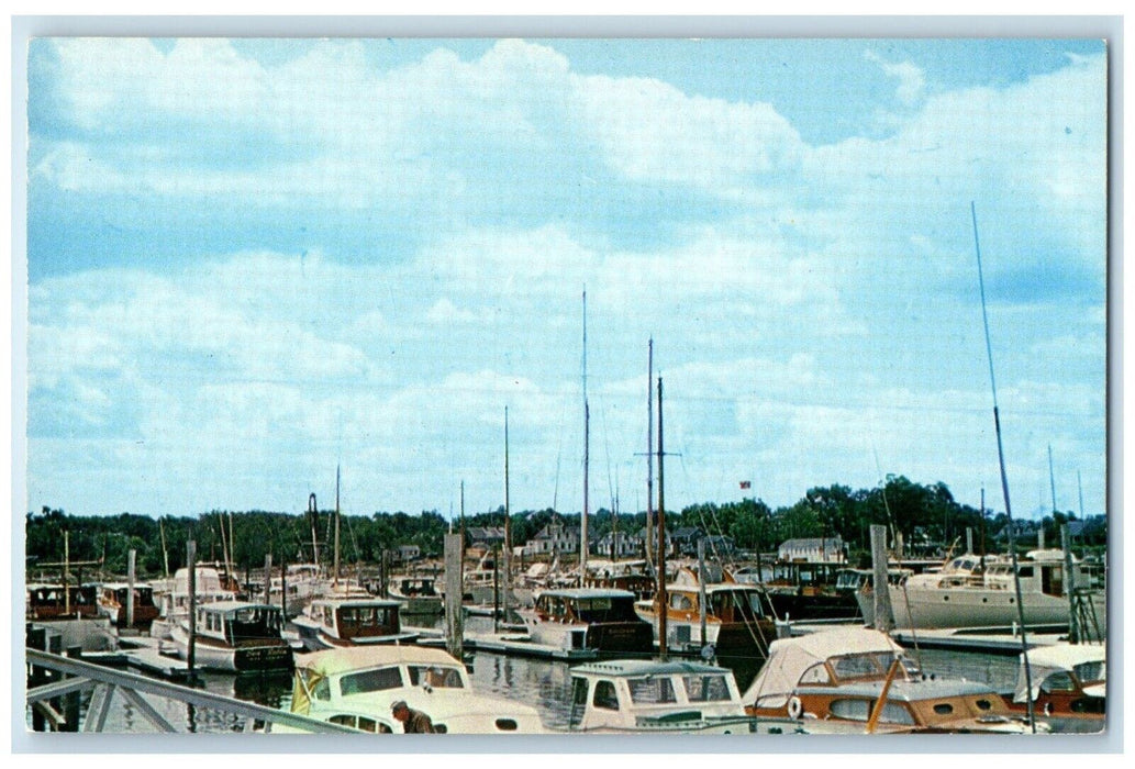 c1960 Wickford Harbor Exterior Sailboat Wickford Rhode Island Vintage Postcard