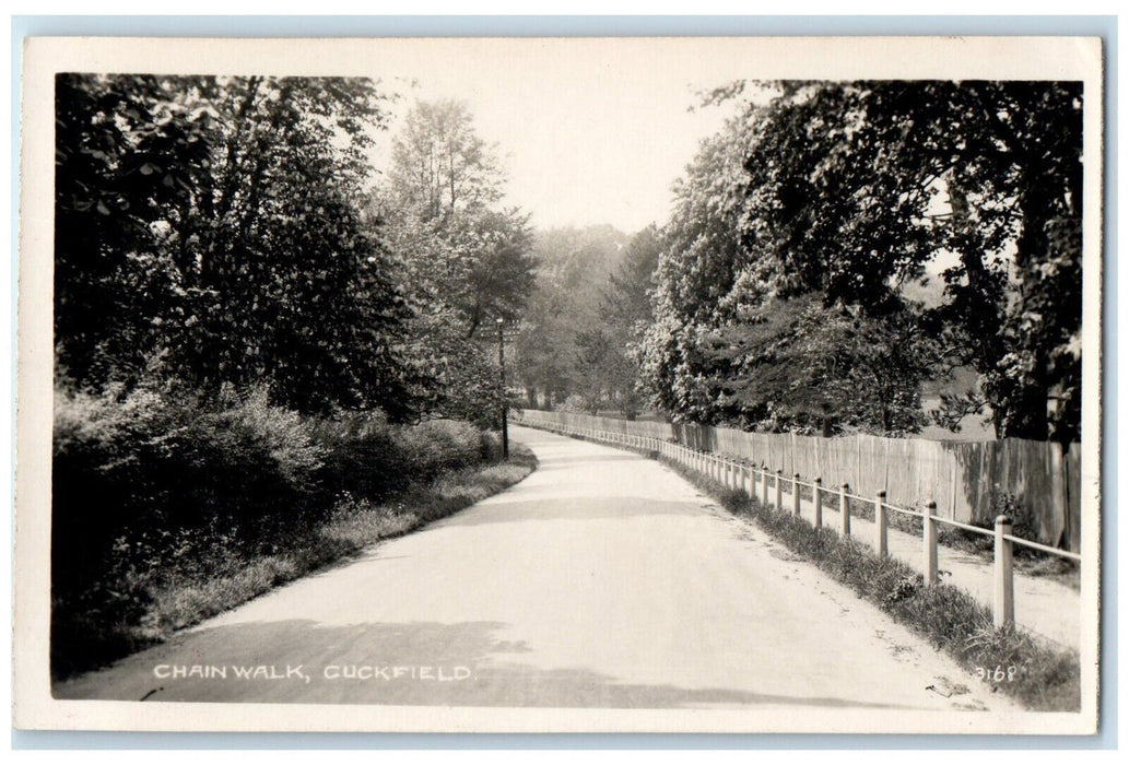 c1940's Cuckfield Chain Walk Scene West Sussex England RPPC Photo Postcard