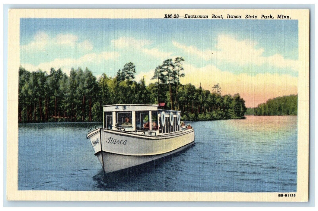 c1940 Excursion Boat Ship Itasca State Park Minnesota Vintage Antique Postcard