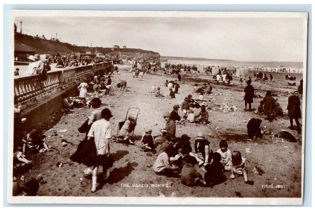 c1950's Scene at The Sands Roker Beach in England Unposted RPPC Photo Postcard