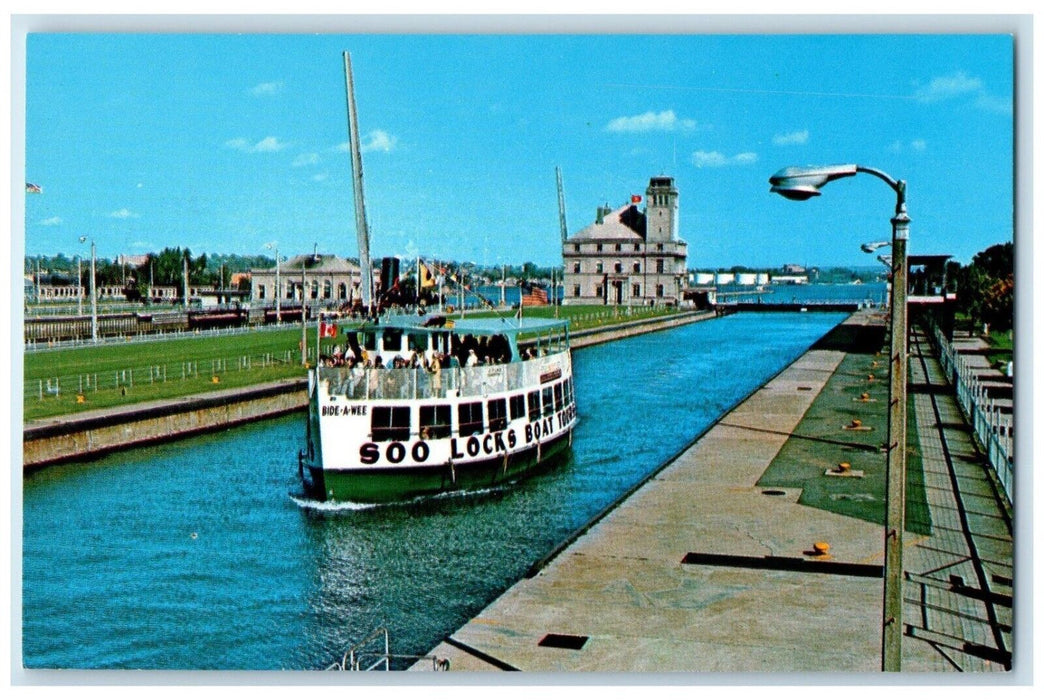c1960 Tour Boat Bide-A-Wee Mac Arthur Sault Ste. Marie Michigan Vintage Postcard