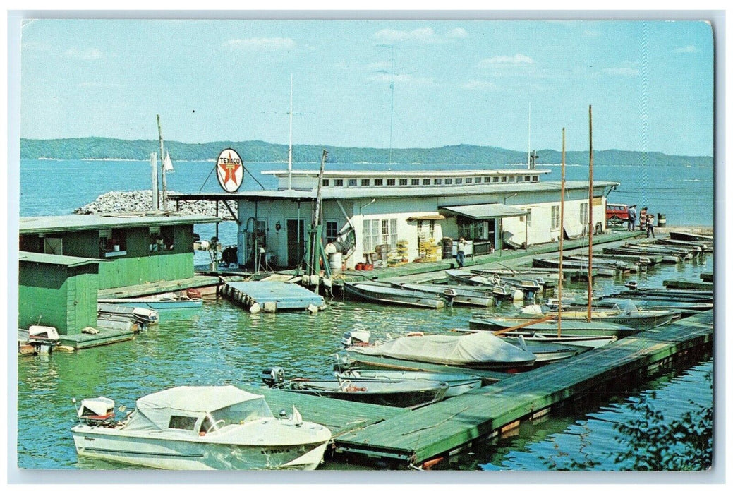 1960 Kentucky Lake State Park Boat Basin Texaco Gas Station Kentucky KY Postcard