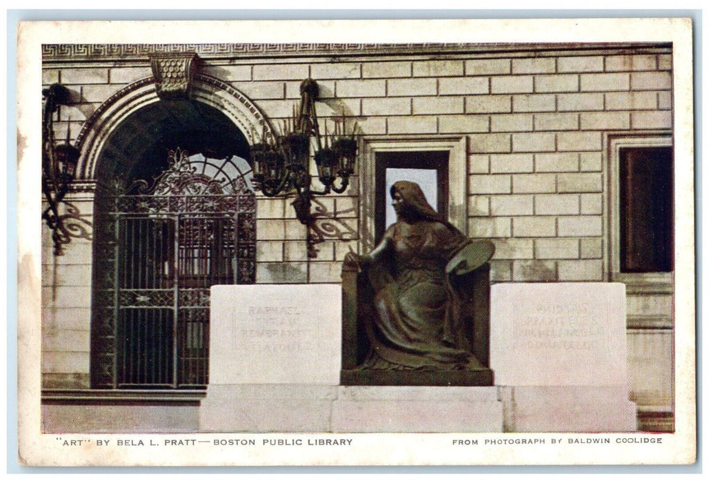 c1920 Art Bela Pratt Boston Public Library Boston Massachusetts Vintage Postcard