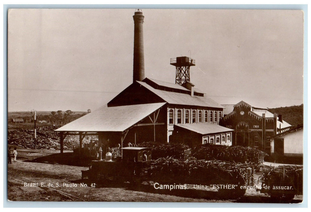 c1940's "Esther" Engenho De Assucar Campinas Brazil Train RPPC Photo Postcard