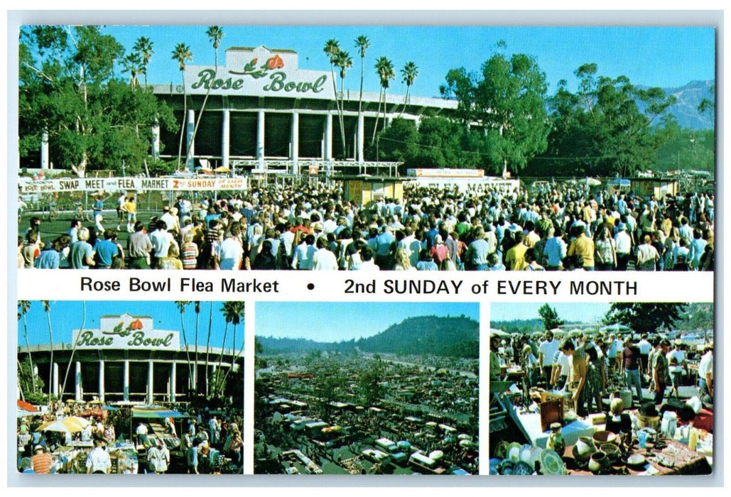 c1960 Rose Bowl Flea Market Multi-Views Pasadena California CA Unposted Postcard