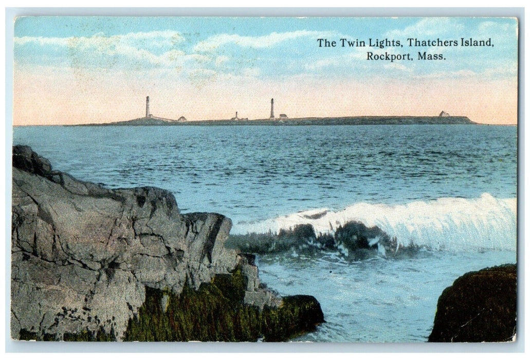 1910 Scenic View Twin Lights Thatchers Island Rockport Massachusetts MA Postcard