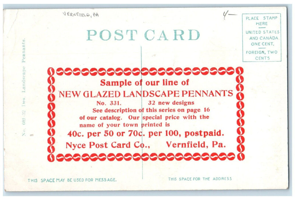 1910 A Certainly Like Vernfield Pennsylvania PA Pennant Vintage Antique Postcard