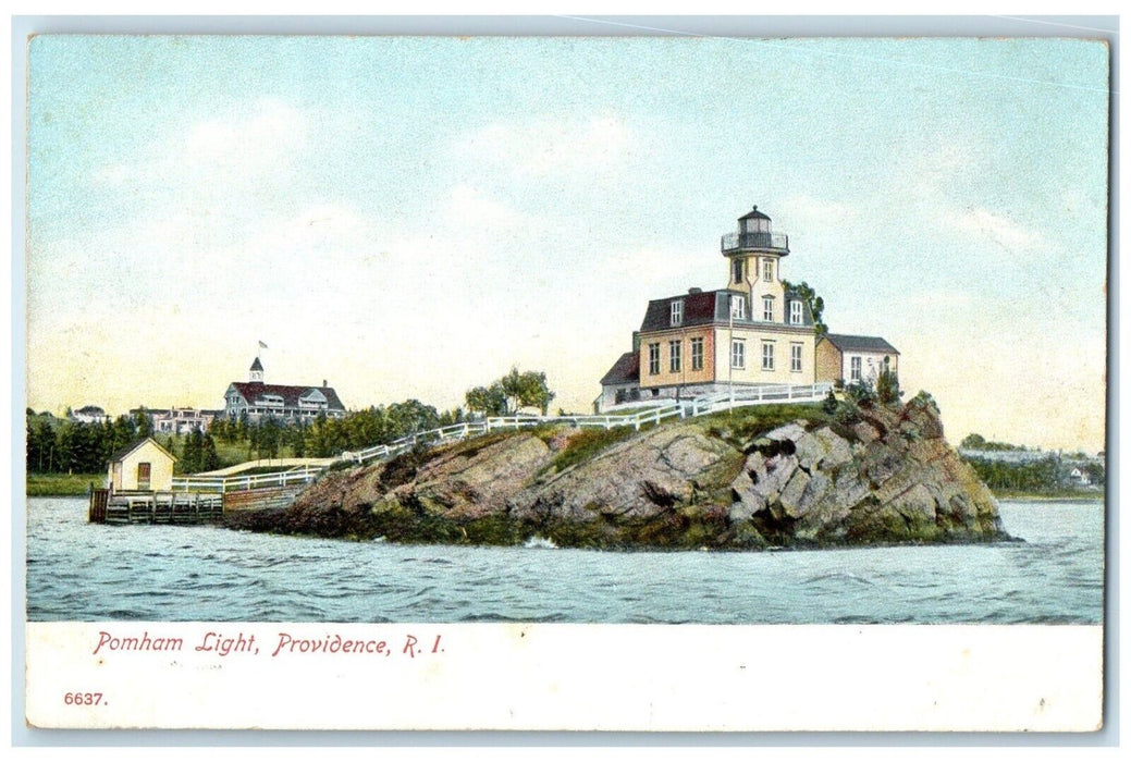 c1905 Pomham Light Exterior Lighthouse Building Providence Rhode Island Postcard