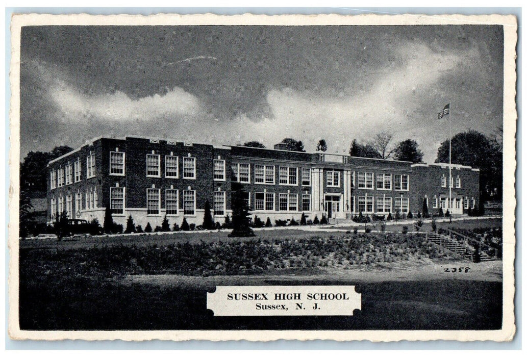 1942 Sussex High School Exterior Building Sussex New Jersey NJ Vintage Postcard