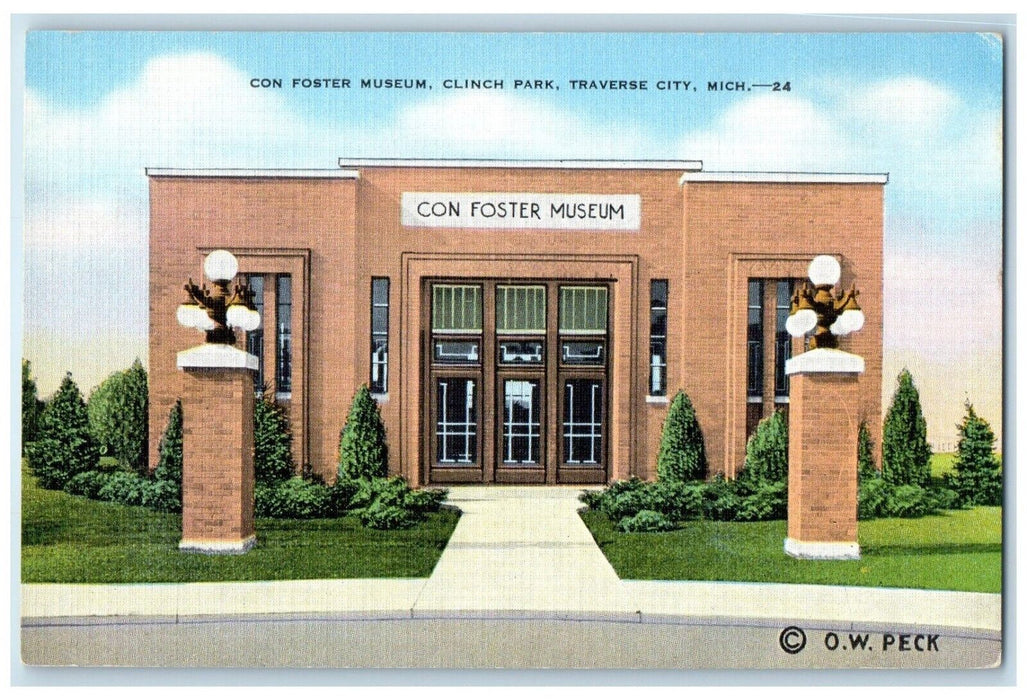 c1940 Con Foster Museum Clinch Park Traverse City Michigan MI Vintage Postcard