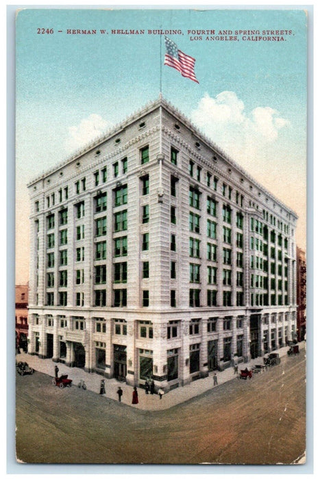 c1912 Herman Hellman Building Fourth Spring Los Angeles California CA Postcard