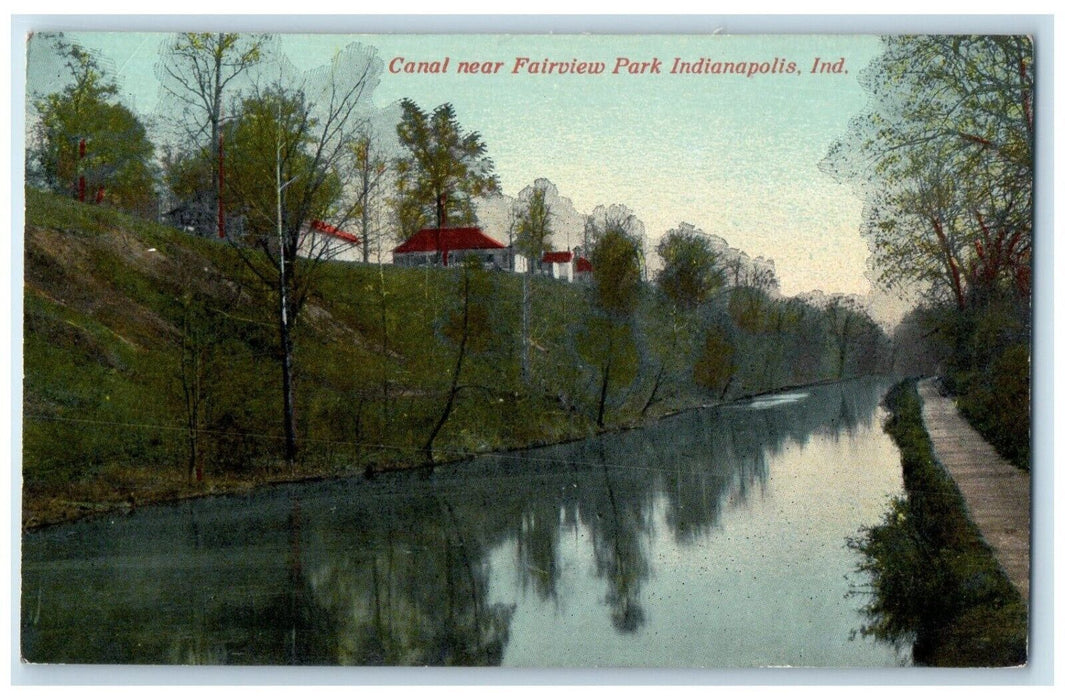 c1910 Canal Near Fairview Park Indianapolis Indiana IN Vintage Unposted Postcard