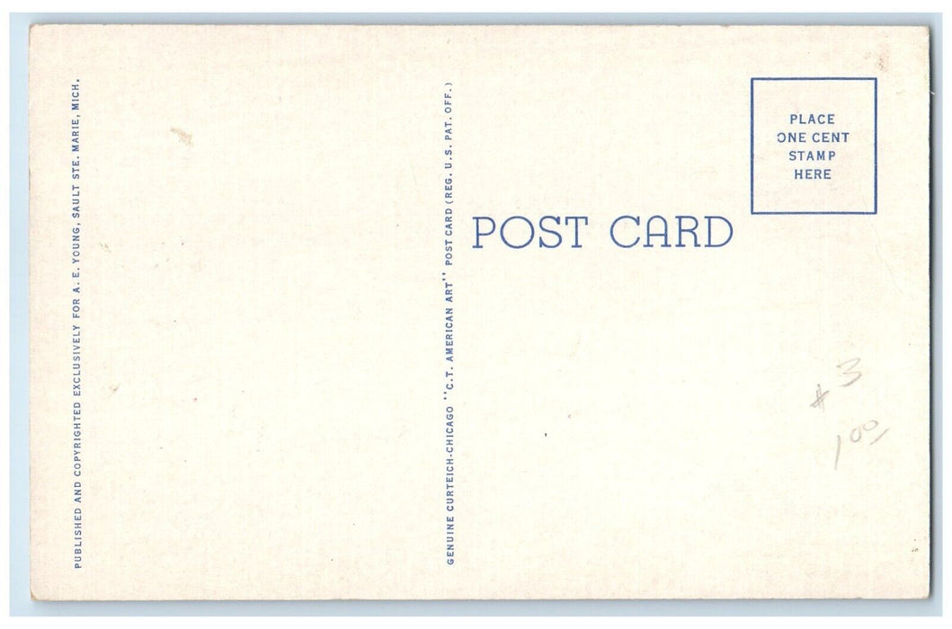 c1940 Steamer Farrell Flagship Pittsburgh Locking Down Sabin Lock Soo Postcard