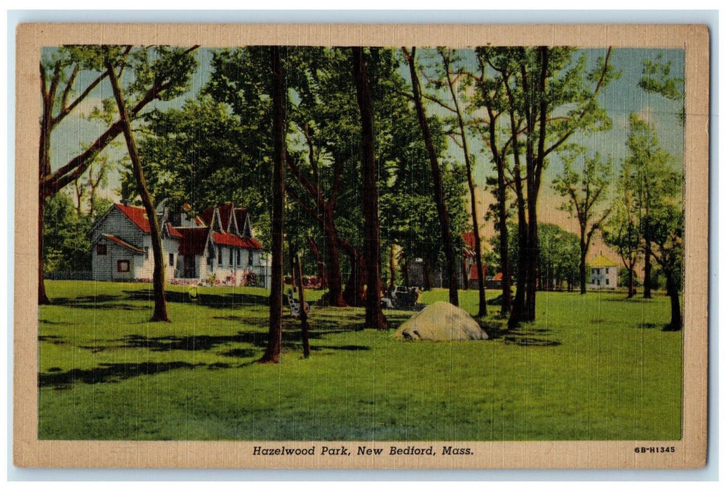 1940 Scenic View Hazelwood Park New Bedford Massachusetts Vintage Linen Postcard