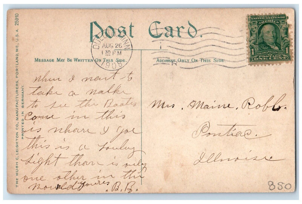 1908 Steamer Cruise Ship Aerial Bridge Duluth Minnesota Antique Vintage Postcard