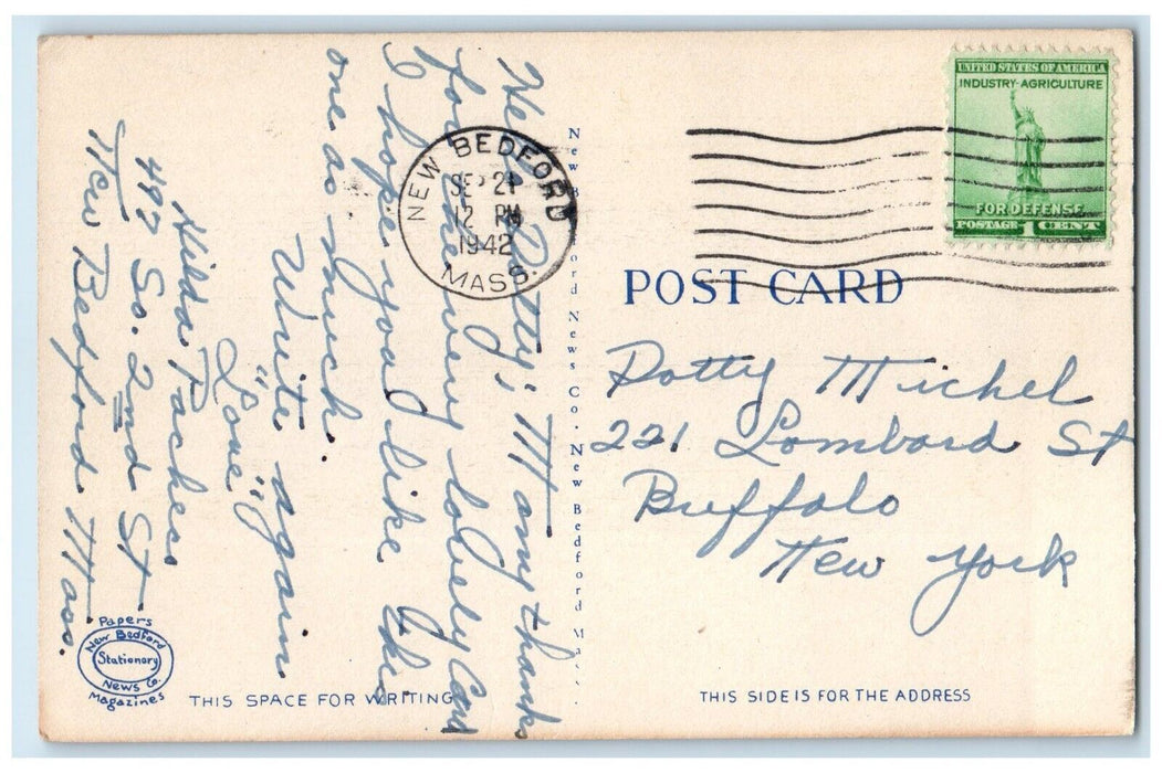 1942 New Bedford High School New Bedford Massachusetts Vintage Antique Postcard