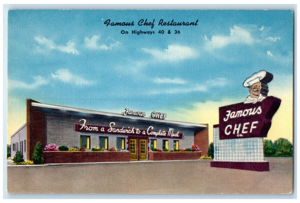 c1950's Famous Chef Restaurant Roadside Denver Colorado CO Vintage Postcard