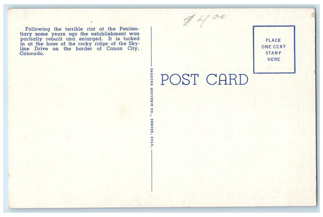 c1930's Bird's Eye State View Of Penitentiary At Canon City Colorado CO Postcard