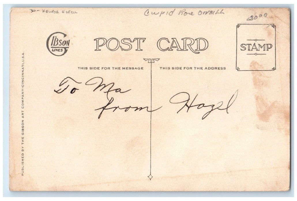 c1910's Valentine Cupid Kewpie O Neil Knocking Door Gibson Antique Postcard