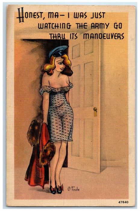 1942 Pretty Lady  WWII Risque Humor Soldier Mail Indianapolis IN Posted Postcard