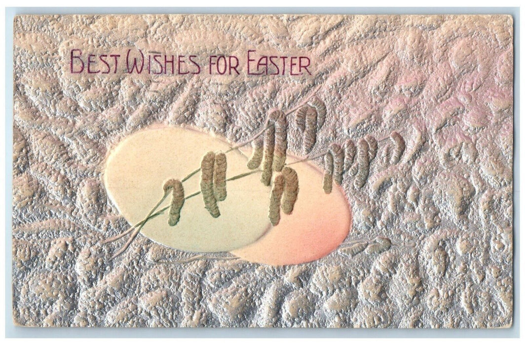 1909 Easter Eggs Cattail Airbrushed Embossed Buffalo New York NY Posted Postcard