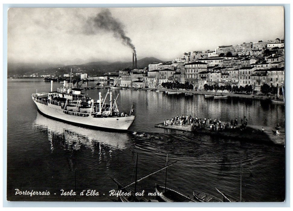 c1950s Portoferraio Elba Island Reflections On The Sea Italy RPPC Photo Postcard