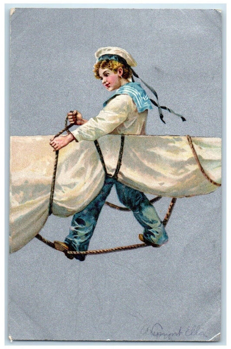 1906 Sailor Holding Rope Harding Massachusetts MA Nash Posted Antique Postcard