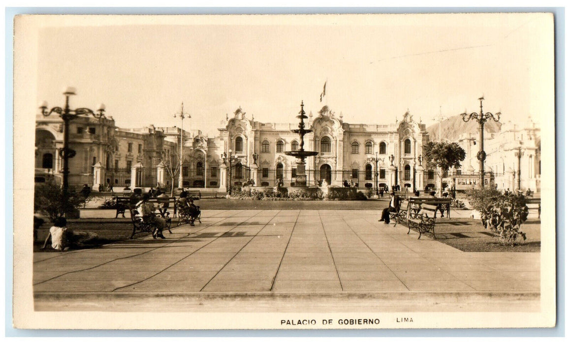 C1940's Chairs Scene Government Palace Lima Peru Vintage RPPC Photo Postcard