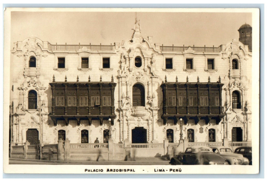 c1930's Entrance to Archbishop's Palace Lima Peru RPPC Photo Postcard