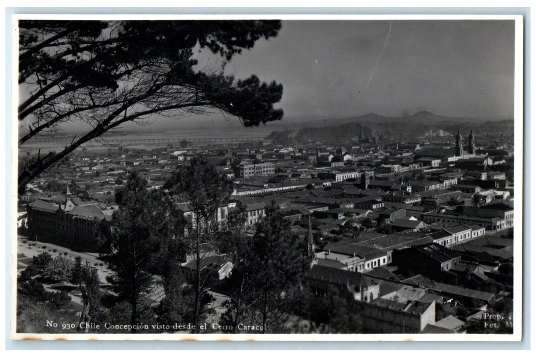 c1950's Seen from Cerro Caracol Concepcion Chile Unposted RPPC Photo Postcard