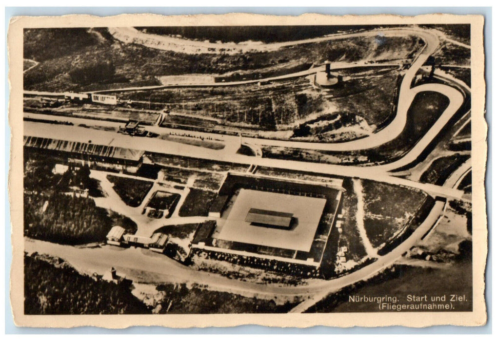 c1940's Start and Finish Aerial Photo Nürburgring Germany RPPC Photo Postcard