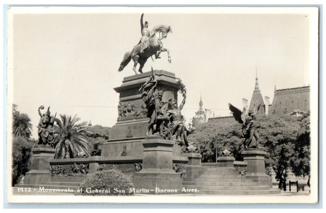 c1950's General San Martin Monument Buenos Aires Argentina RPPC Photo Postcard