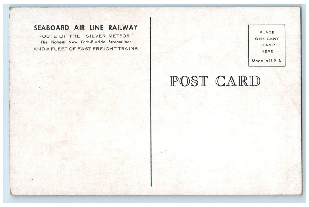 Seaboard Air Line Railway Route Of The Silver Meteor New York Florida Postcard