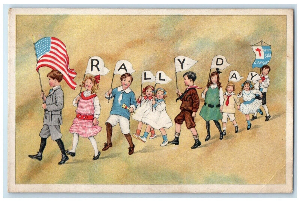 1916 Rally Day Childrens Patriotic Massillon Ohio OH Posted Antique Postcard