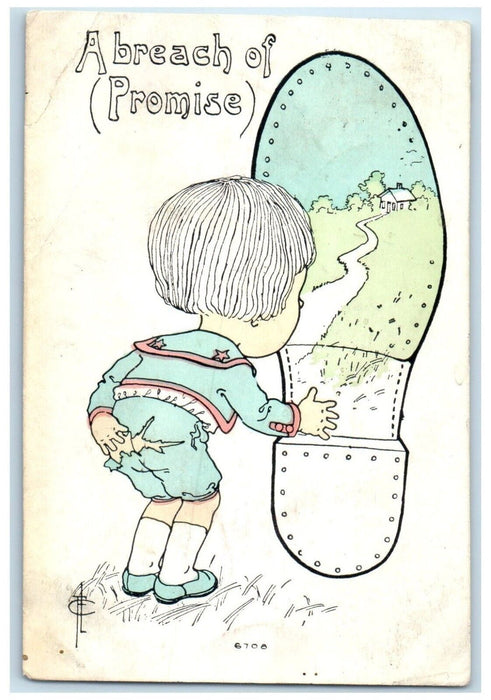 1912 A Breach Of Promise Boy Bottom Sole Point Marion Pennsylvania PA Postcard