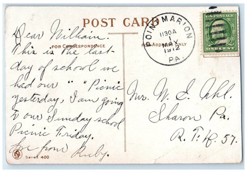 1912 A Breach Of Promise Boy Bottom Sole Point Marion Pennsylvania PA Postcard