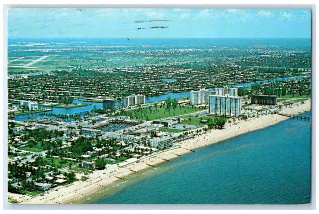 1970 Birds Eye View Pompano Waterfront Pompano Beach Florida FL Vintage Postcard