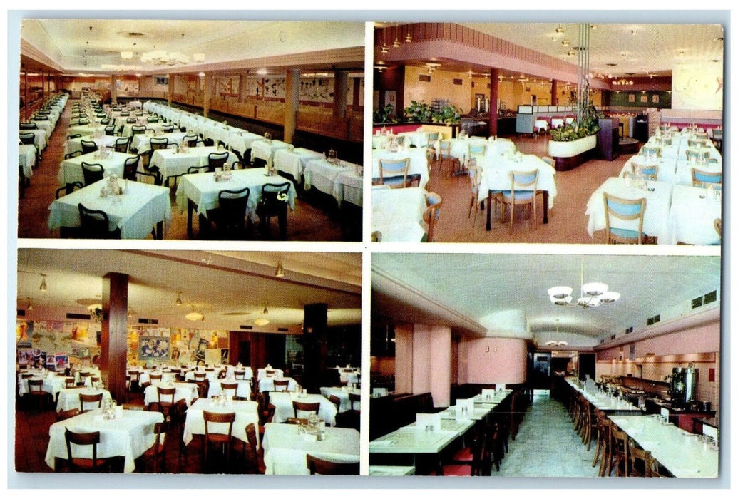 c1950's M & M Cafeteria Dining Room Miami Florida FL Multiview Vintage Postcard