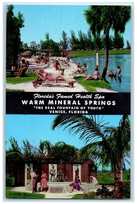 c1960's Warm Mineral Springs Venice Florida FL Dual View Vintage Postcard