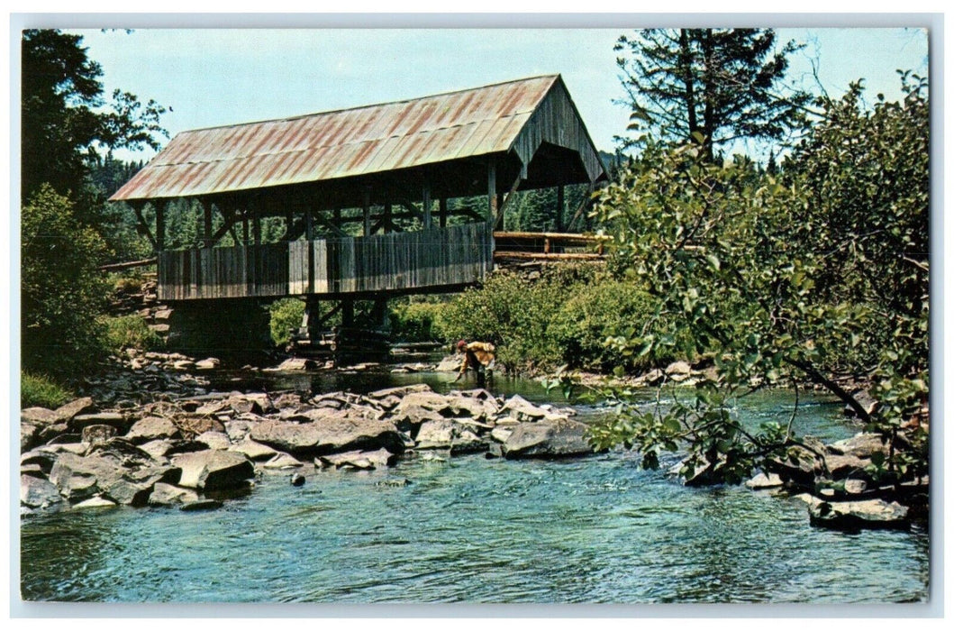 Perry Stream Connecticut Lakes Region Covered Bridge Pittsburg NH Postcard