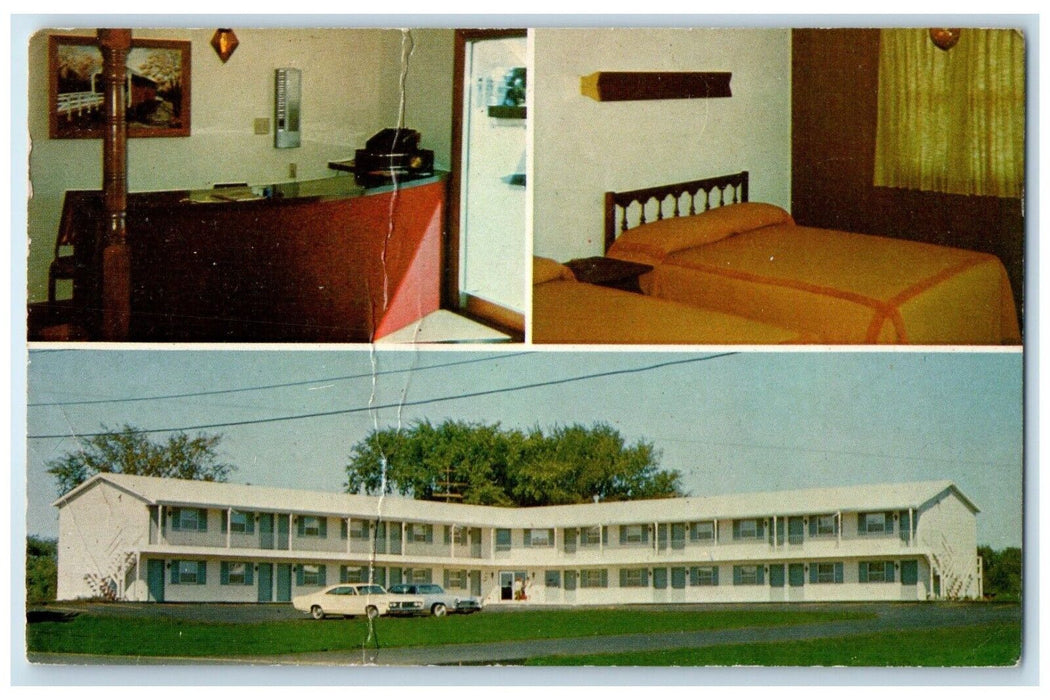 c1950's Adair Motor Lodge Motel Adair Iowa IA, Room View Cars Multiview Postcard