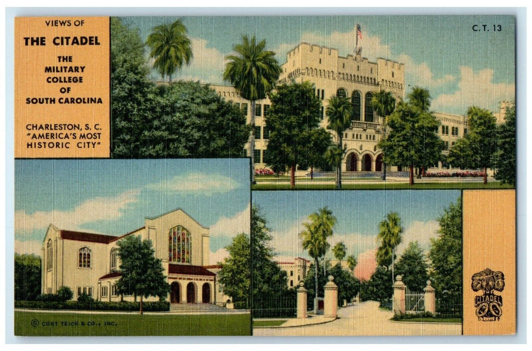 Views Of Citadel Military College Of South Carolina Charleston SC Postcard