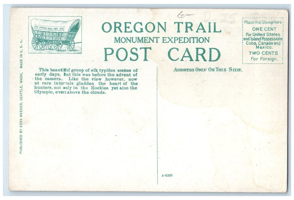 c1910 Elk Native State Oregon Trail Monument Expedition Washington WA Postcard