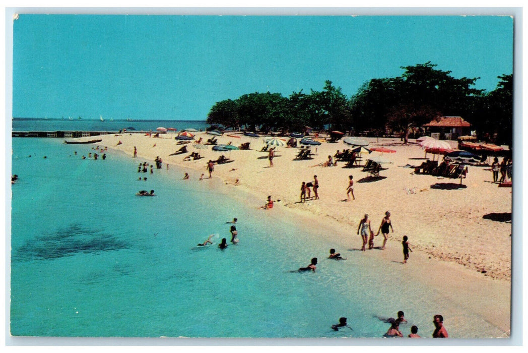 1955 Beach Scene Doctors Cave Montego Bay Jamaica Posted Vintage Postcard