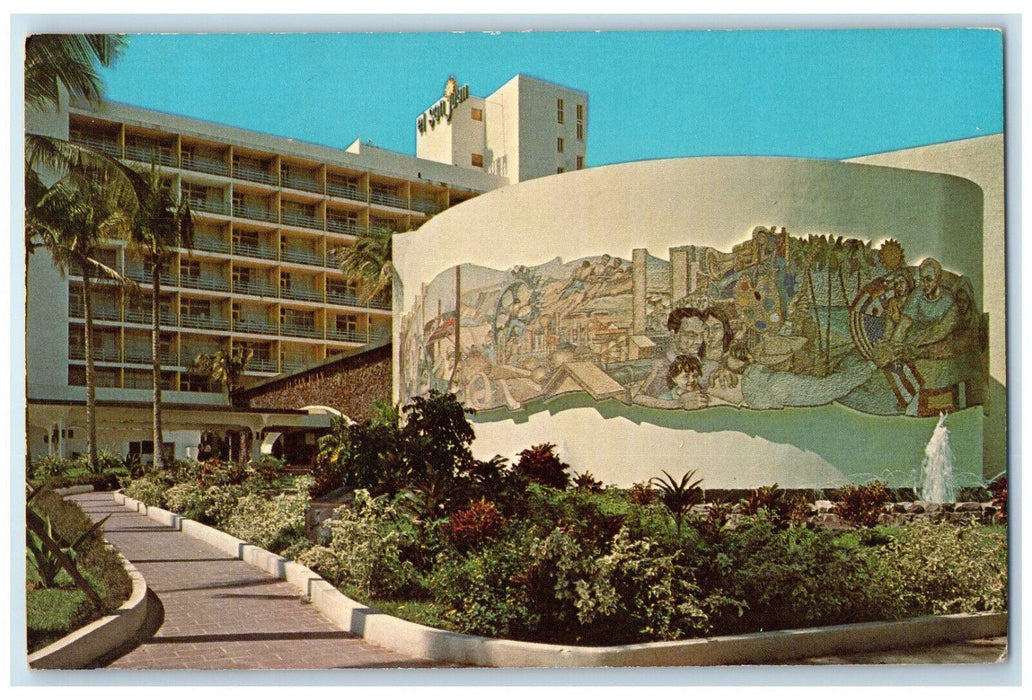 c1950's One of Many Beautiful Scenes at El San Juan Hotel Puerto Rico Postcard